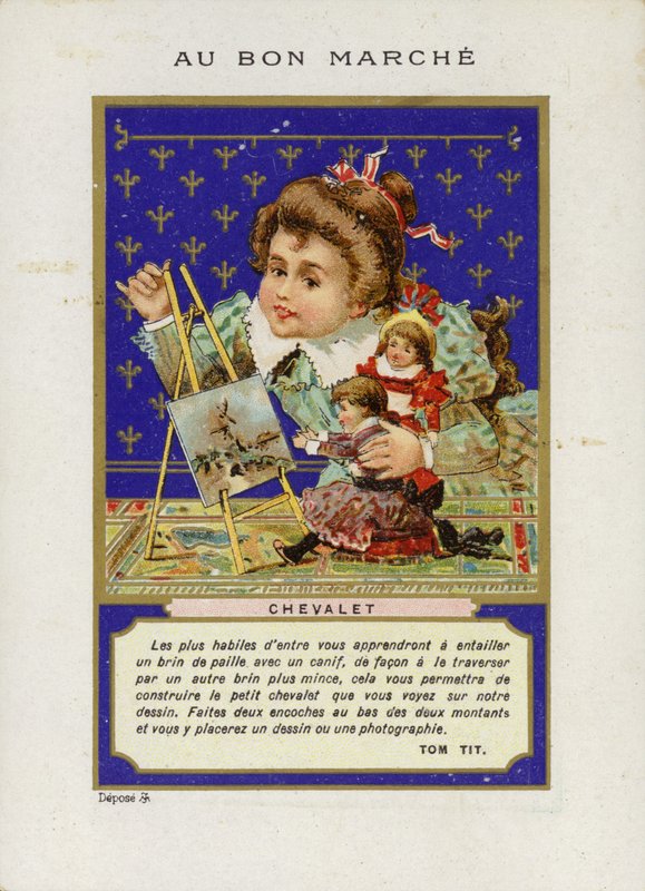 Ragazza che gioca con bambole dipingendo, Chevalet da French School