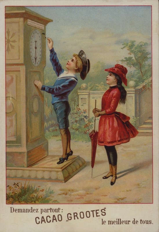 Ragazza che guarda un ragazzo regolare un orologio da French School