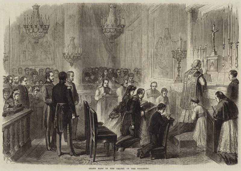 Grande messa nella cappella delle Tuileries da French School