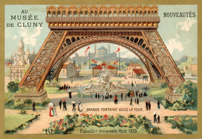 Grande fontana sotto la Torre Eiffel, Esposizione Universale, Parigi da French School