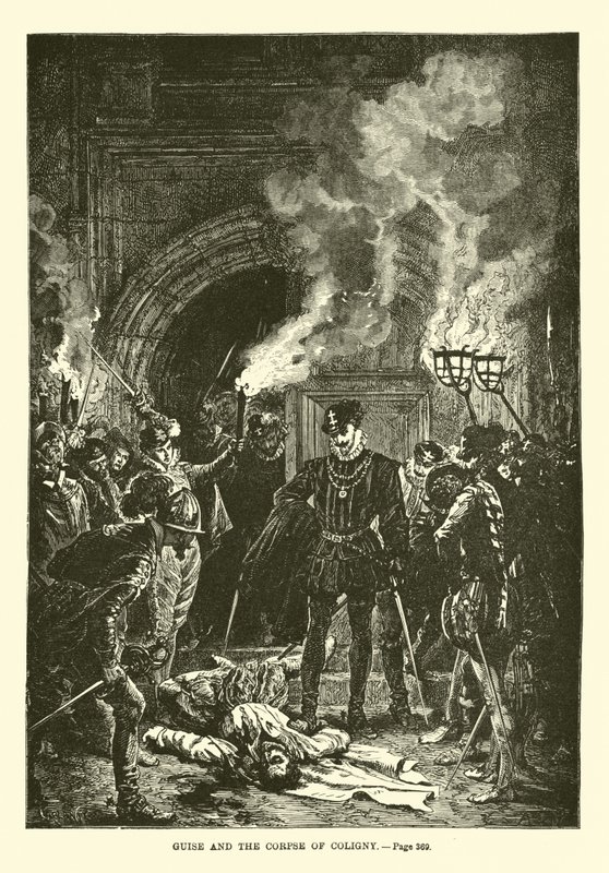 Guisa e il cadavere di Coligny da French School