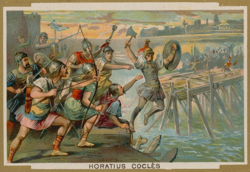 Orazio Coclite, soldato romano, difende il Pons Sublicius contro l