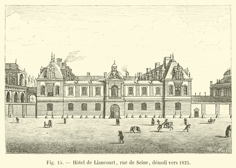 Hotel de Liancourt, rue de Seine, demolito verso il 1825 da French School