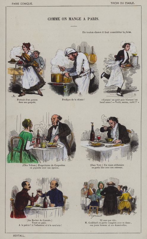 Come si mangia a Parigi (litografia a colori) da French School