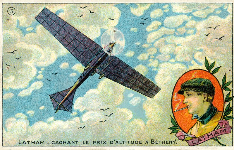 Hubert Latham vincendo il premio di altitudine al meeting aereo di Reims-Betheny da French School
