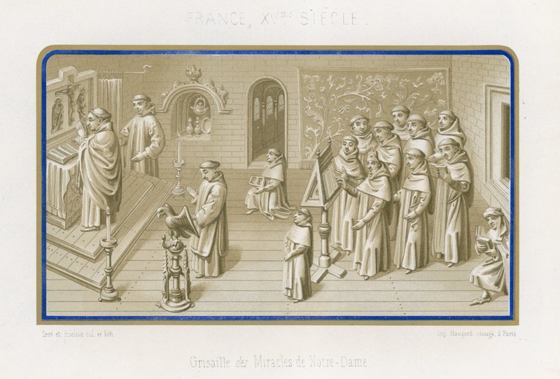 Immagine in grisaille da I Miracoli della Nostra Signora da French School