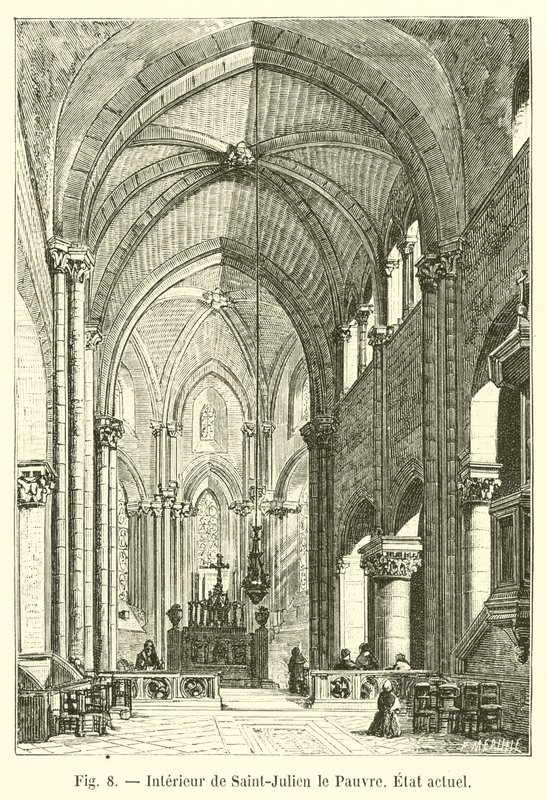 Interno di Saint-Julien le Pauvre, stato attuale da French School