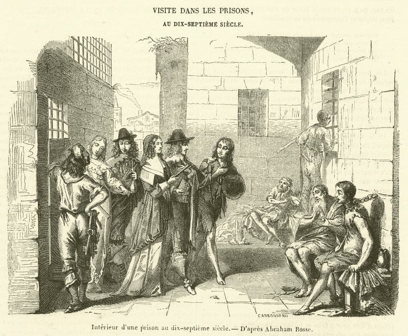 Interno di una prigione nel XVII secolo (incisione) da French School