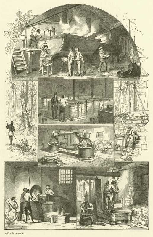 Interno di una raffineria di zucchero da French School