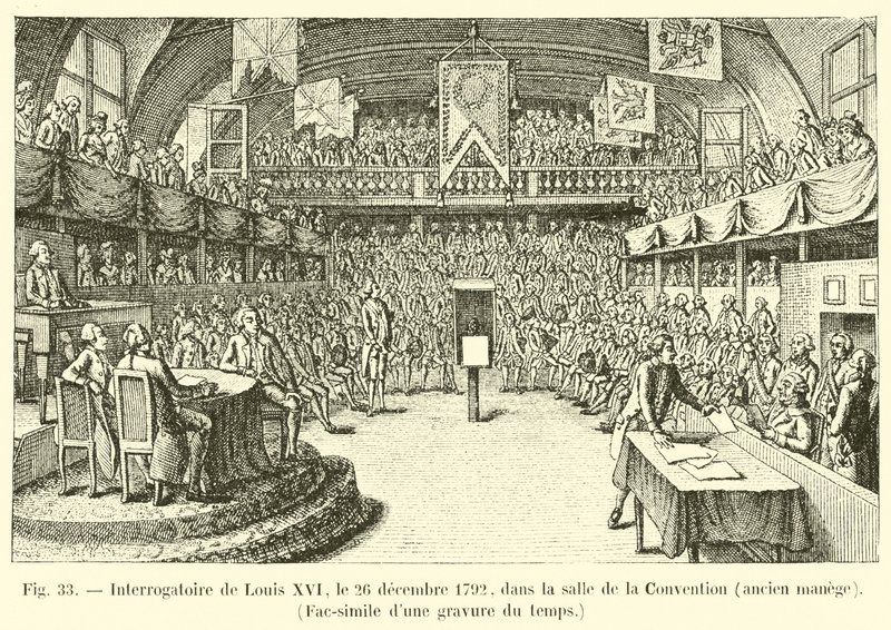 Interrogatorio di Luigi XVI, il 26 dicembre 1792, nella sala della Convenzione, ex maneggio, fac-simile di un