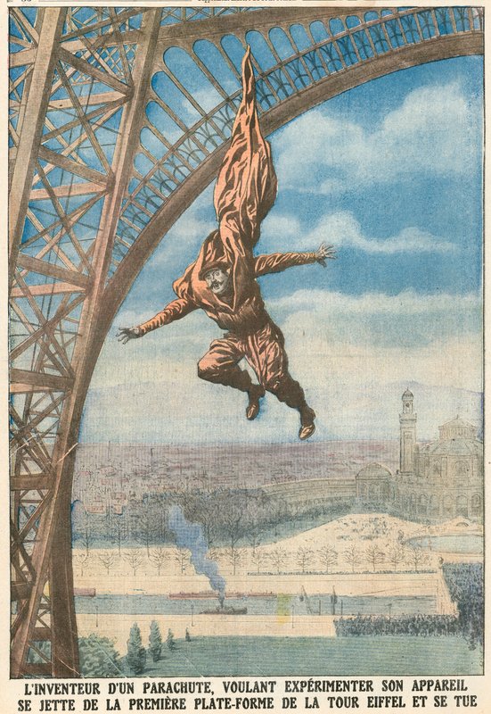 Inventore di un paracadute si lancia dalla Torre Eiffel da French School