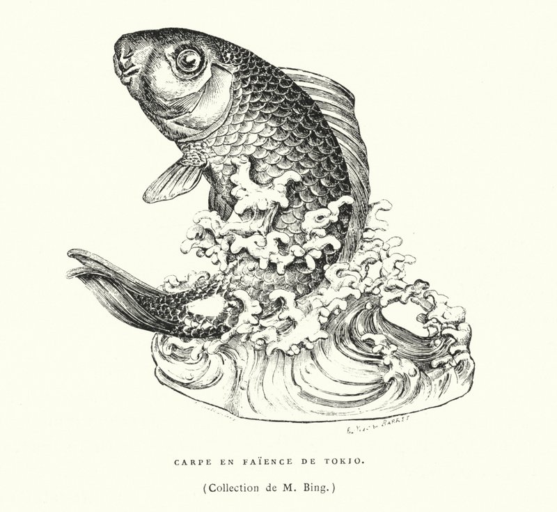Carpa in faience giapponese da French School