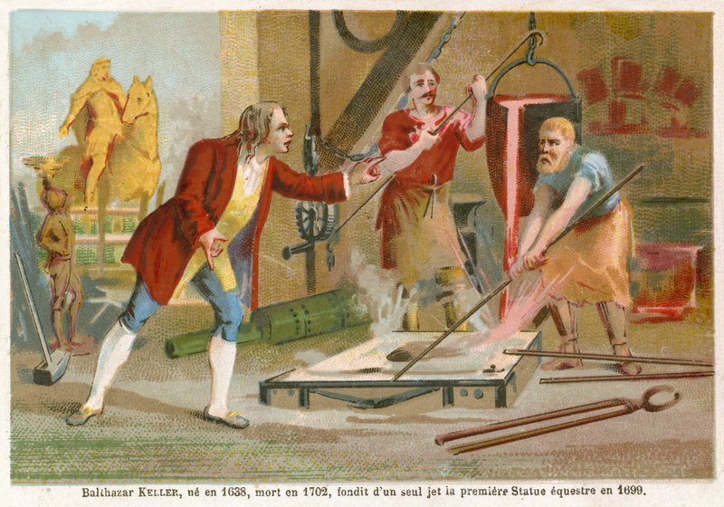 Jean-Balthazar Keller che fonde la prima statua equestre nel 1699 da French School