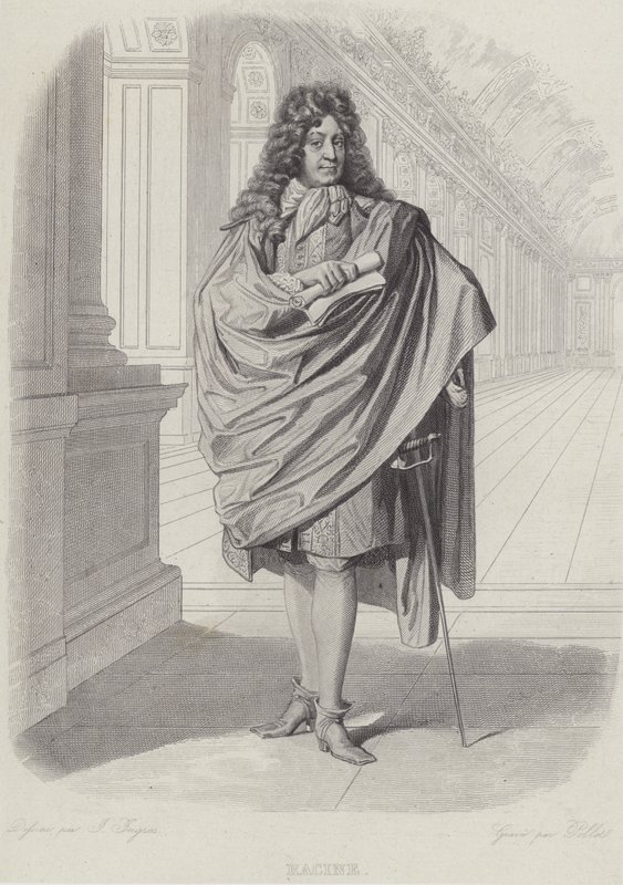 Jean Racine, drammaturgo francese, nella Sala degli Specchi a Versailles da French School