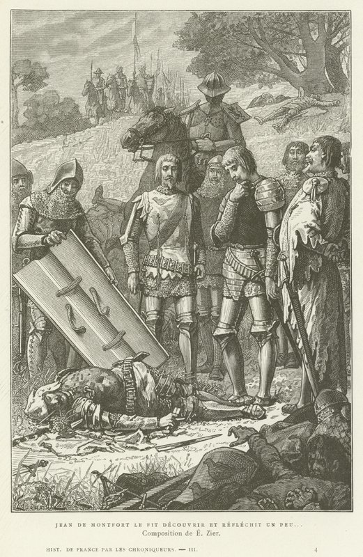 Jean de Montfort scopre il corpo di Carlo di Blois dopo la battaglia di Auray, 1364 da French School