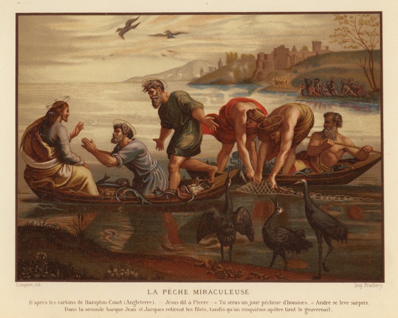 Gesù Cristo e la pesca miracolosa da French School