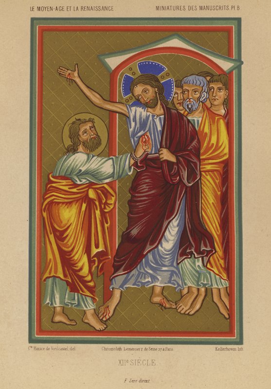 Gesù Cristo con le ferite della Crocifissione (cromolitografia) da French School