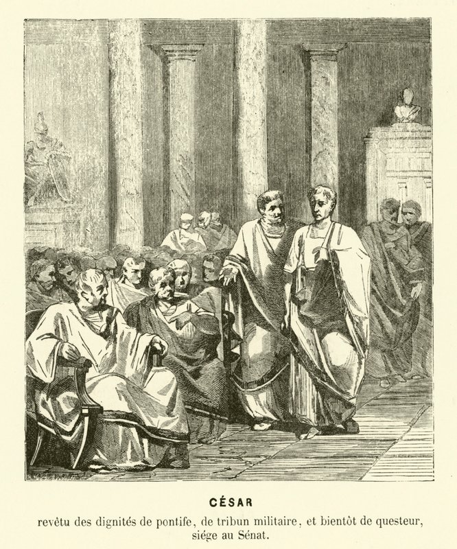 Giulio Cesare nel Senato Romano (incisione) da French School