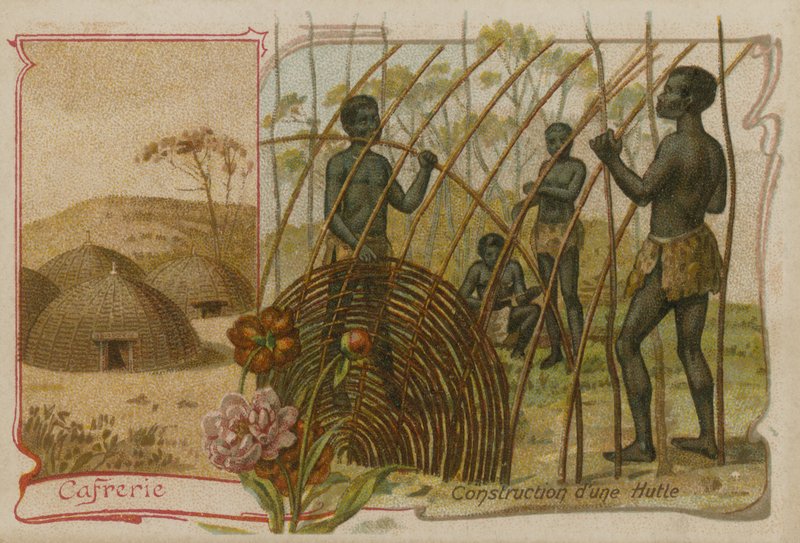 Kaffraria - Costruzione di una capanna da French School