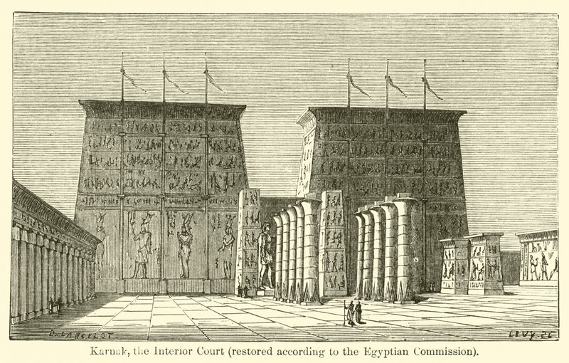 Karnak, la Corte Interna, restaurata secondo la Commissione Egiziana da French School