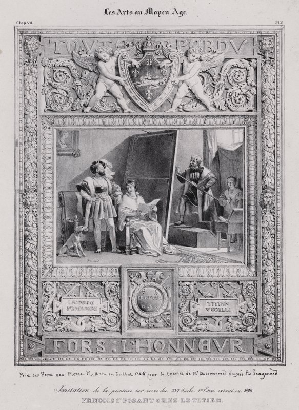 Re Francesco I di Francia che posa per il suo ritratto del pittore italiano Tiziano da French School