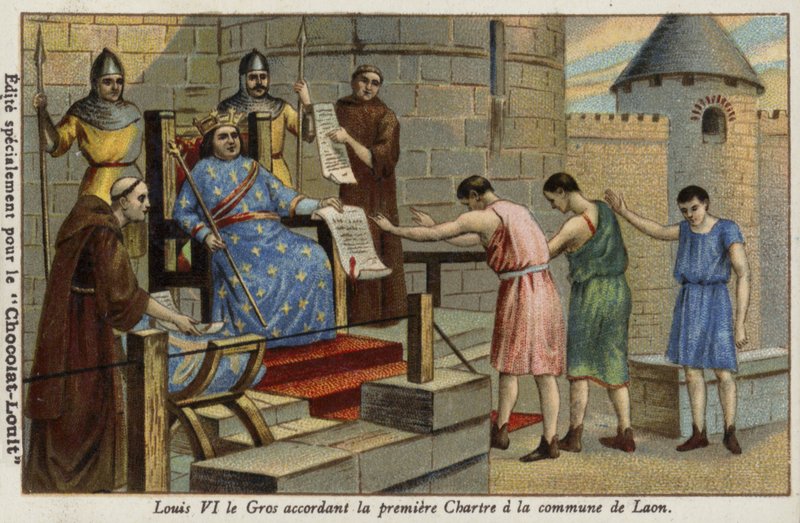 Re Luigi VI di Francia concede la prima carta alla città di Laon, 1128 da French School
