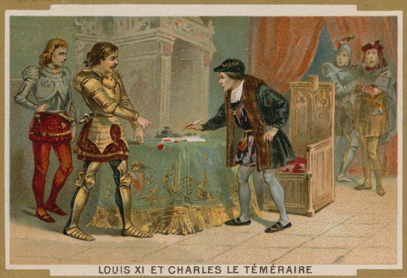 Re Luigi XI di Francia e Carlo il Temerario, duca di Borgogna da French School