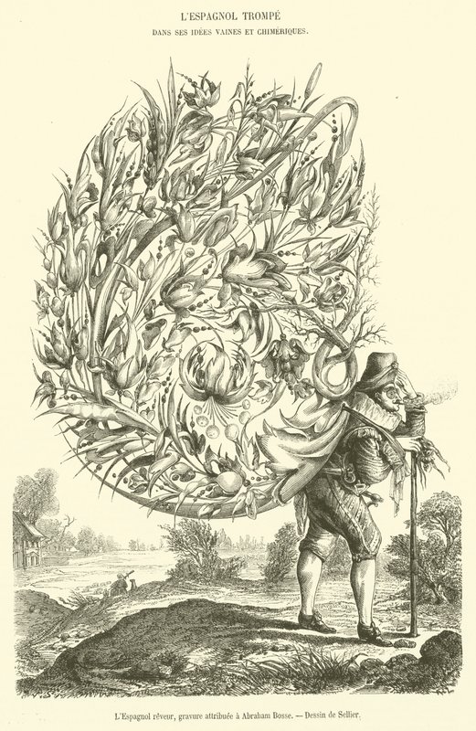Lo Spagnolo sognatore, incisione attribuita ad Abraham Bosse da French School