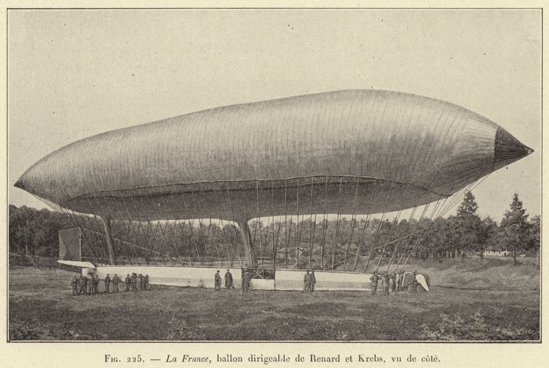La France, dirigibile di Renard e Krebs, visto di lato da French School