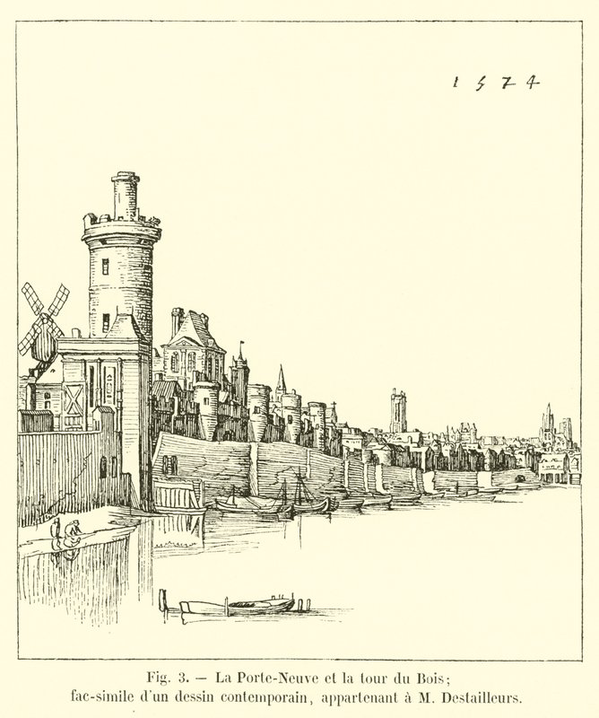 La Porta Nuova e la torre del Bois; fac-simile di un disegno contemporaneo, appartenente a M. Destailleurs da French School