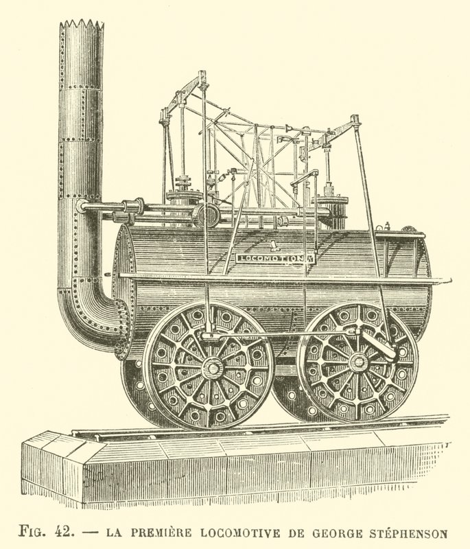 La Prima Locomotiva di George Stephenson da French School
