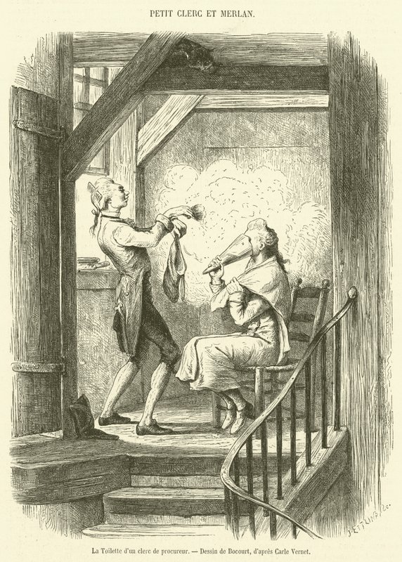 La Toilette di un chierico del procuratore (incisione) da French School
