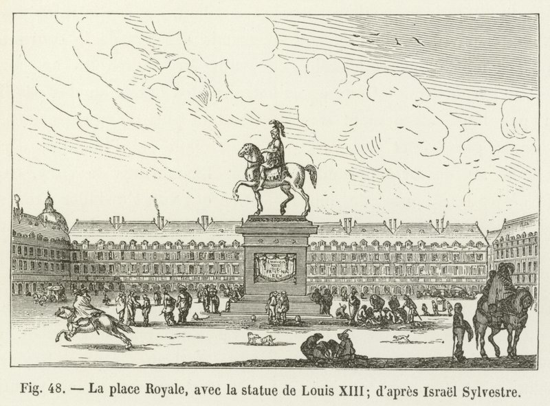 La place Royale, con la statua di Luigi XIII da French School