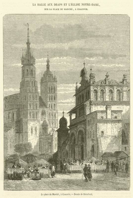 La piazza del Mercato, a Cracovia da French School