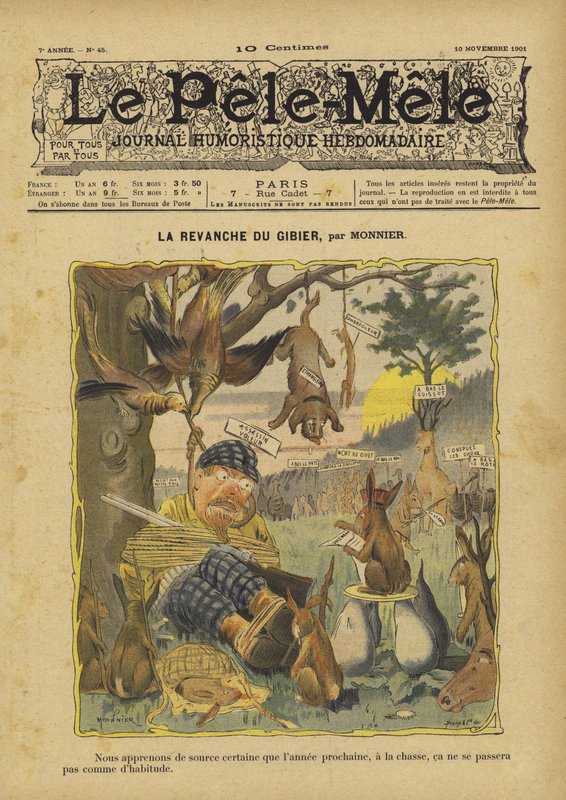 La vendetta della selvaggina. Illustrazione per Le Pele-Mele da French School