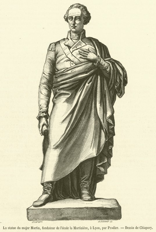 La statua del maggiore Martin, fondatore della scuola la Martiniere, a Lione da French School