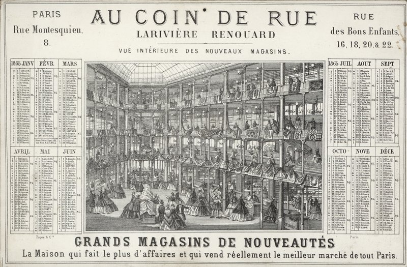 Grande magazzino Lariviere Renouard, Parigi (litografia) da French School