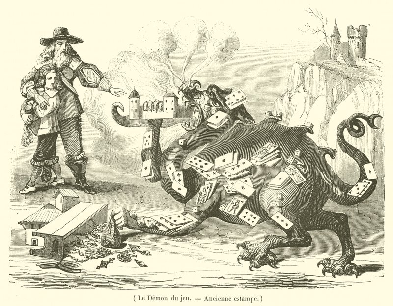 Il demone del gioco (incisione) da French School