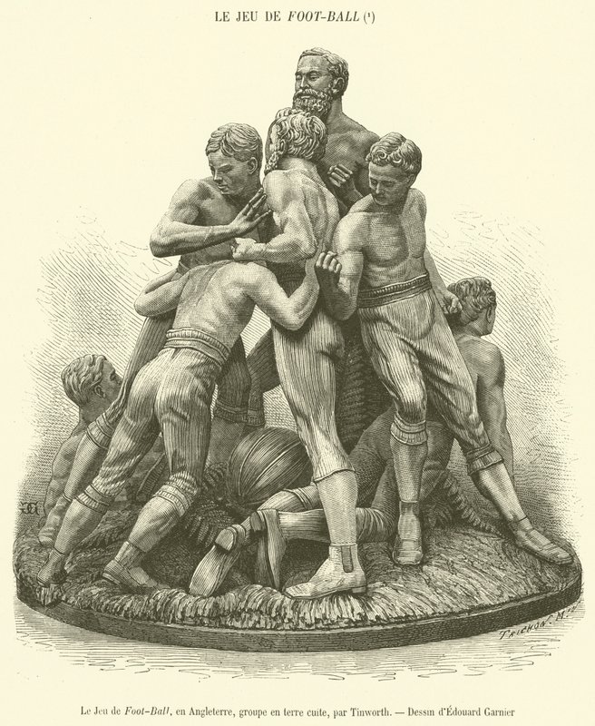 Il Gioco del Calcio, in Inghilterra, gruppo in terracotta da French School