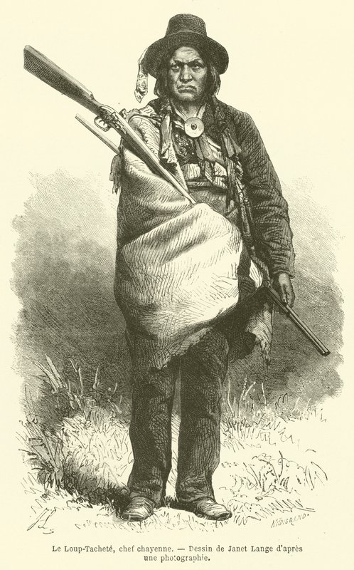 Le Loup-Tachete, capo Cheyenne (incisione) da French School