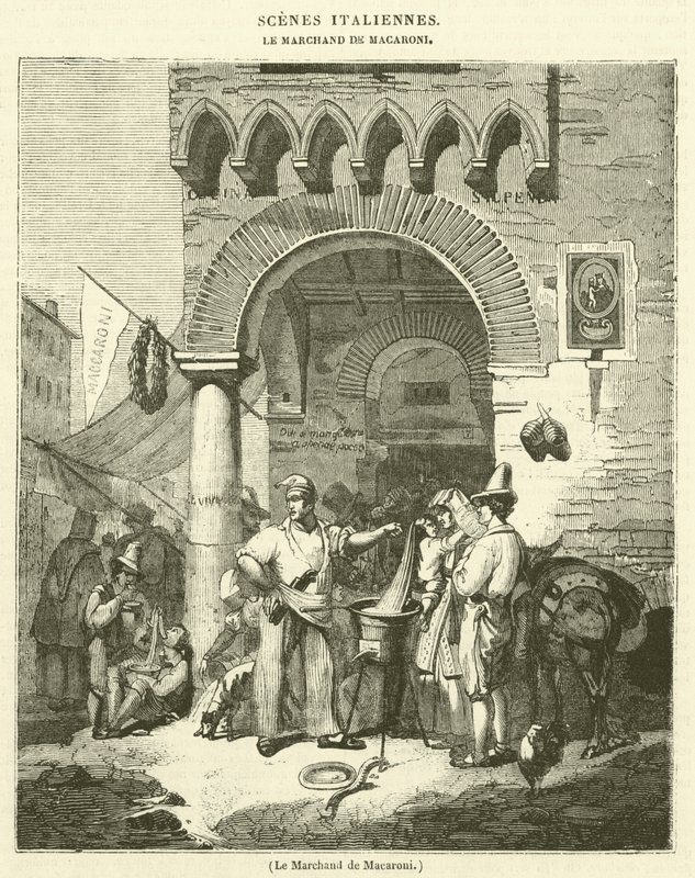 Le Marchand de Macaroni (incisione) da French School