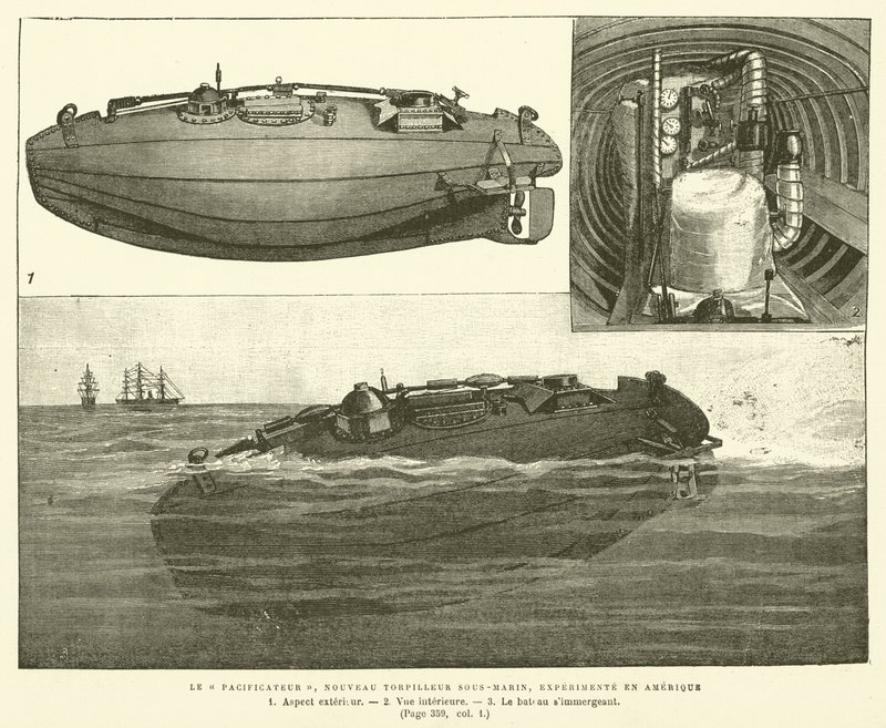 Le Pacificateur, Nouveau Torpilleur Sous-Marin, Experimente En Amerique da French School
