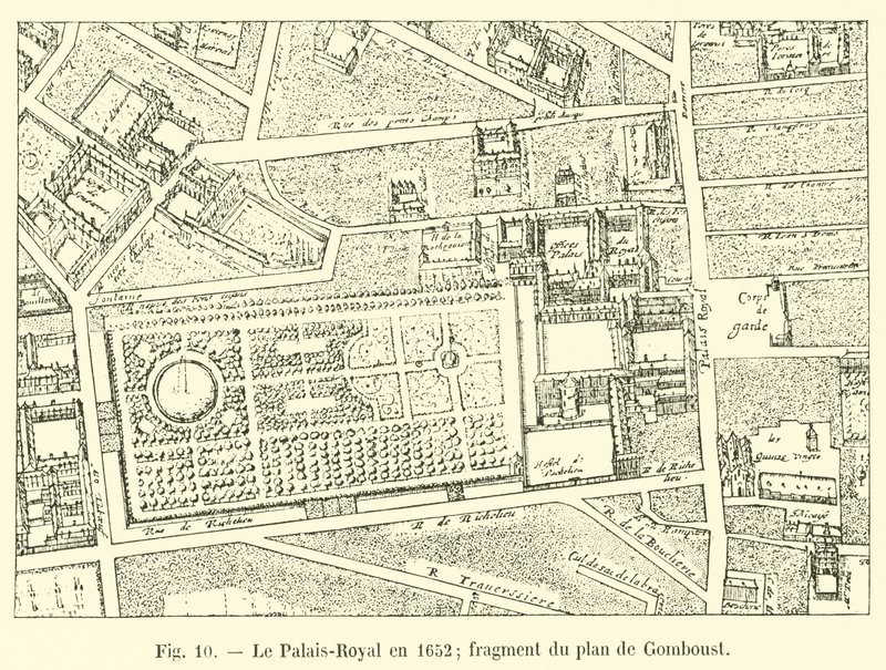 Il Palais-Royal nel 1652; frammento del piano di Gomboust da French School