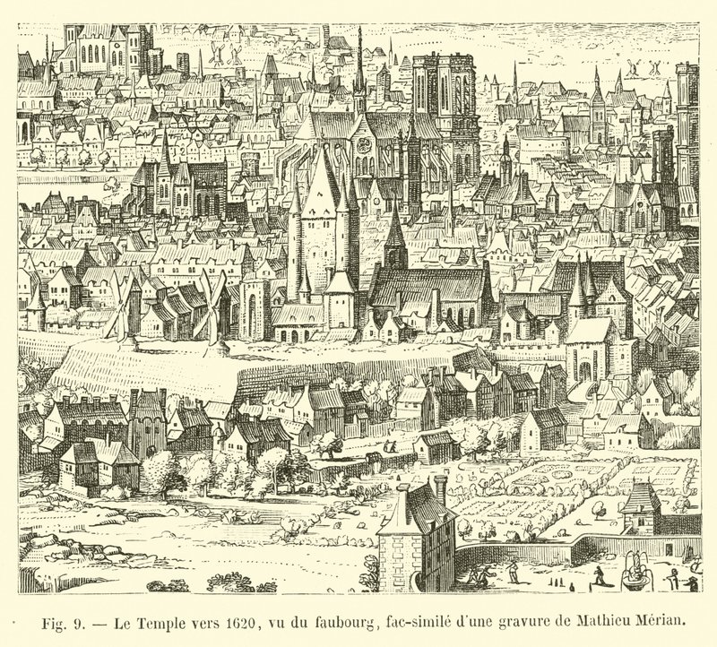 Il Tempio verso il 1620, visto dal sobborgo, fac-simile di un
