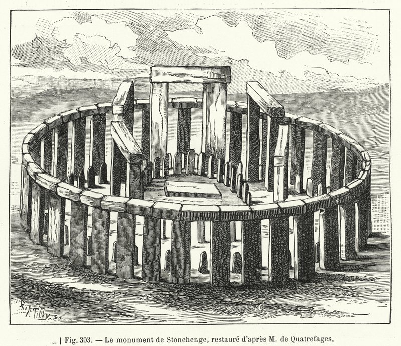 Il monumento di Stonehenge, restaurato secondo M de Quatrefages da French School