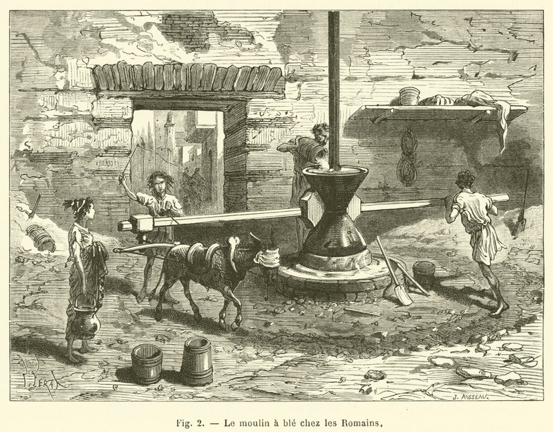 Il mulino a grano presso i Romani da French School