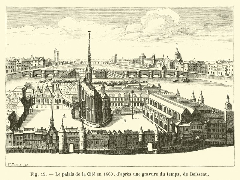 Il palazzo della Cité nel 1660, da un