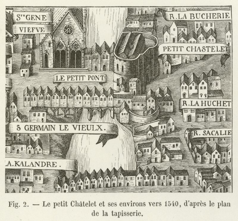 Il piccolo Chatelet e i suoi dintorni verso il 1540, secondo il piano dell