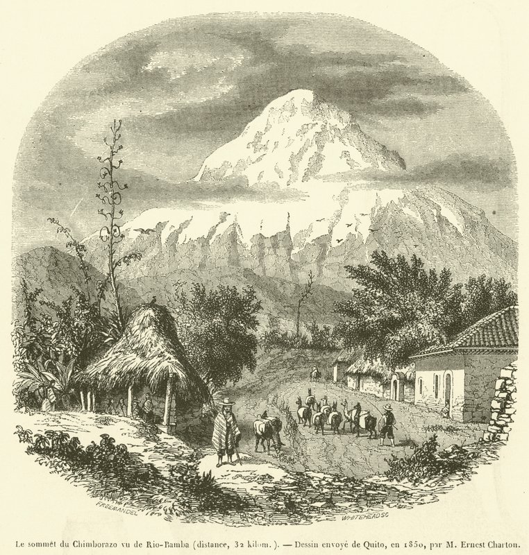 La vetta del Chimborazo vista da Rio-Bamba, distanza, 32 km da French School
