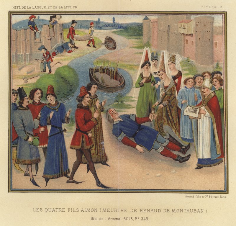 I quattro figli Aimon, omicidio di Renaud de Montauban da French School